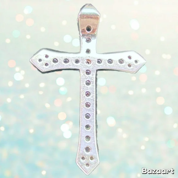 14K Rose Gold & Diamond Cross Pendant - Picture 5 of 7